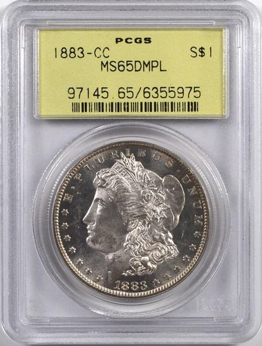 1883-CC MORGAN DOLLAR S$1 PCGS MS 65 DMPL OLD GREEN HOLDER