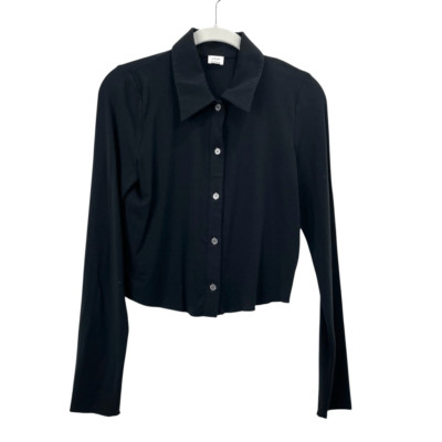 Aritzia Wilfred button up cropped shirt top Size S black