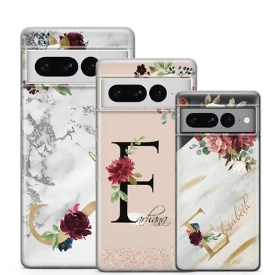 Personalisierter Name schöner Buchstabe Blumen-Gel-Handyhülle für Google Pixel - Bild 1 von 4