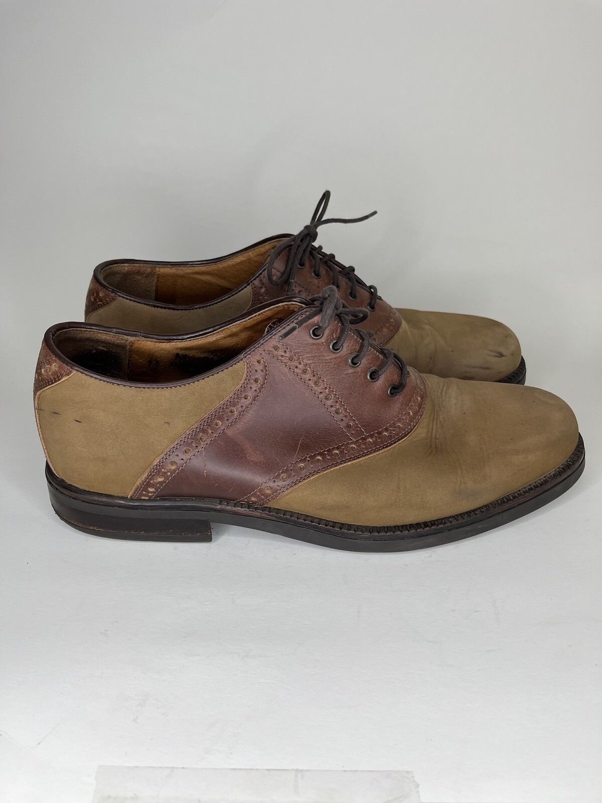 SAOLA johnston and murphy scarpe passaporto stringate Oxford uomo taglia 11M Made in Italy