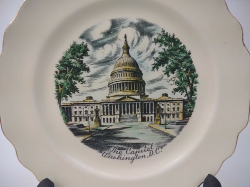 Vintage Washington D. C. Plate Gold Rim The Capital trinket catch all 6.5" - Bild 2 von 8