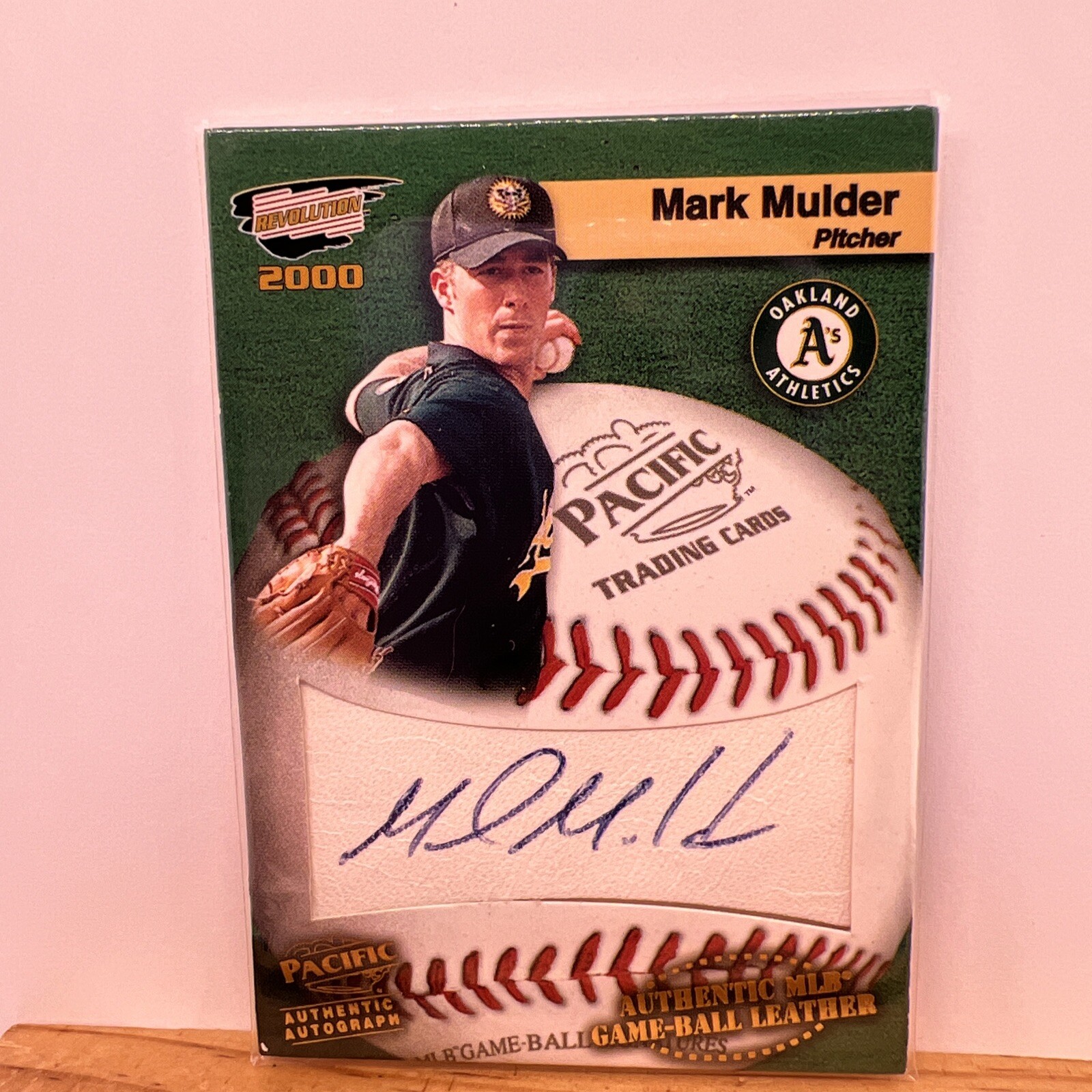 Mark Mulder 2000 Revolution Game Ball Leather Autograph Oakland Athletics A's 15