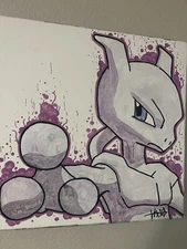 Mewtwo Pokémon Painting 16x16 Acrylic On Canvas Made By Me