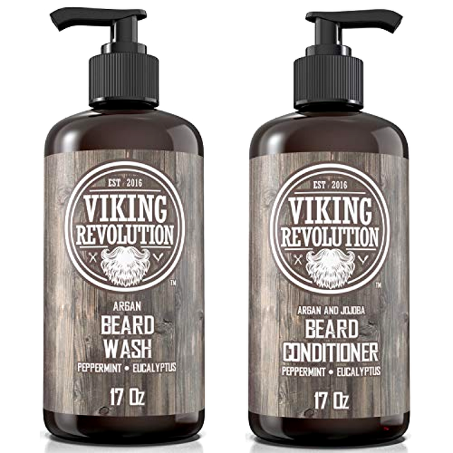 Viking Revolution Beard Wash & Beard Conditioner Set w/Argan & Jojoba