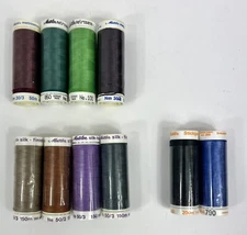 Lot of 10 Spools Mettler Silk Finish, Metrosene, and Stickgam Embroidery Thread