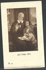 Antico Santino de San Felipe Neri image pieuse estampa holy card