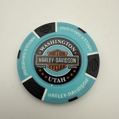 Washington Utah Zion Harley-Davidson Blue & Black Poker Chip HH3