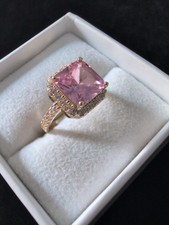Sterling 925 Size 6 Ring 7ct Pink Love Quartz A Clarity Square Cut