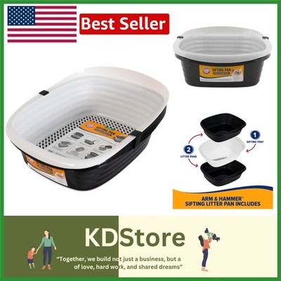 Comfortable XL Cat Litter Tray with Microban & Versatile Litter Compatibility