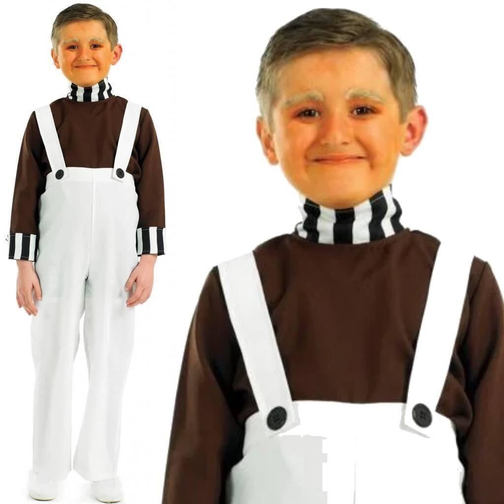 Disfraz de trabajador de fábrica Umpa Lumpa para niños edades 4-6 (S), altura 110 cm