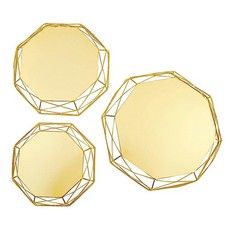 3 Gold Octagon Geometric Metal Cake Stands Dessert Riser Party Events Supplies
