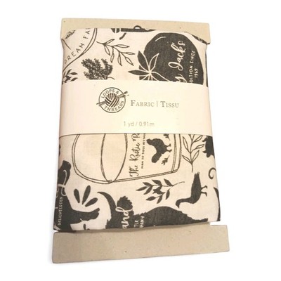 LOOPS & THREADS Black Farmhouse Animals On White 42'' x 1 yd Fabric 100% Cotton