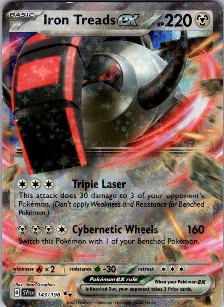 Pokemon Scarlet & Violet Base Set Iron Treads ex 143/198 NM Holofoil