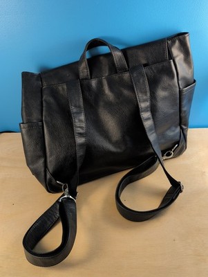 Thirty One Black Leather Back Pack Purse Style Bag Cute Look