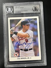 1990 Leaf #197 Cal Ripken JR Beckett Auth Auto 