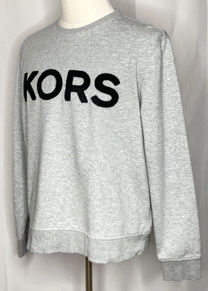 Michael Kors Womens XL Pullover Crew Neck Gray Chenille Designer Spell out - Image 4 of 4