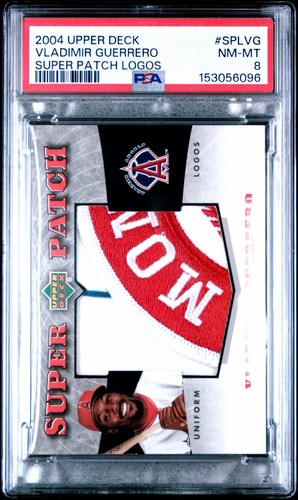 2004 VLADIMIR GUERRERO UPPER DECK GAME USED SUPER PATCH LOGOS PSA 8 *RARE*