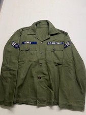 Vtg US Air Force Utility Shirt Green Button Up Vietnam War OG 107 Men Sz 17.5x25