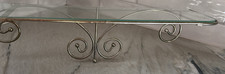 Vintage Brass Perfume Shelf with Gold Scroll Base  Glass Top Bathroom Vanity