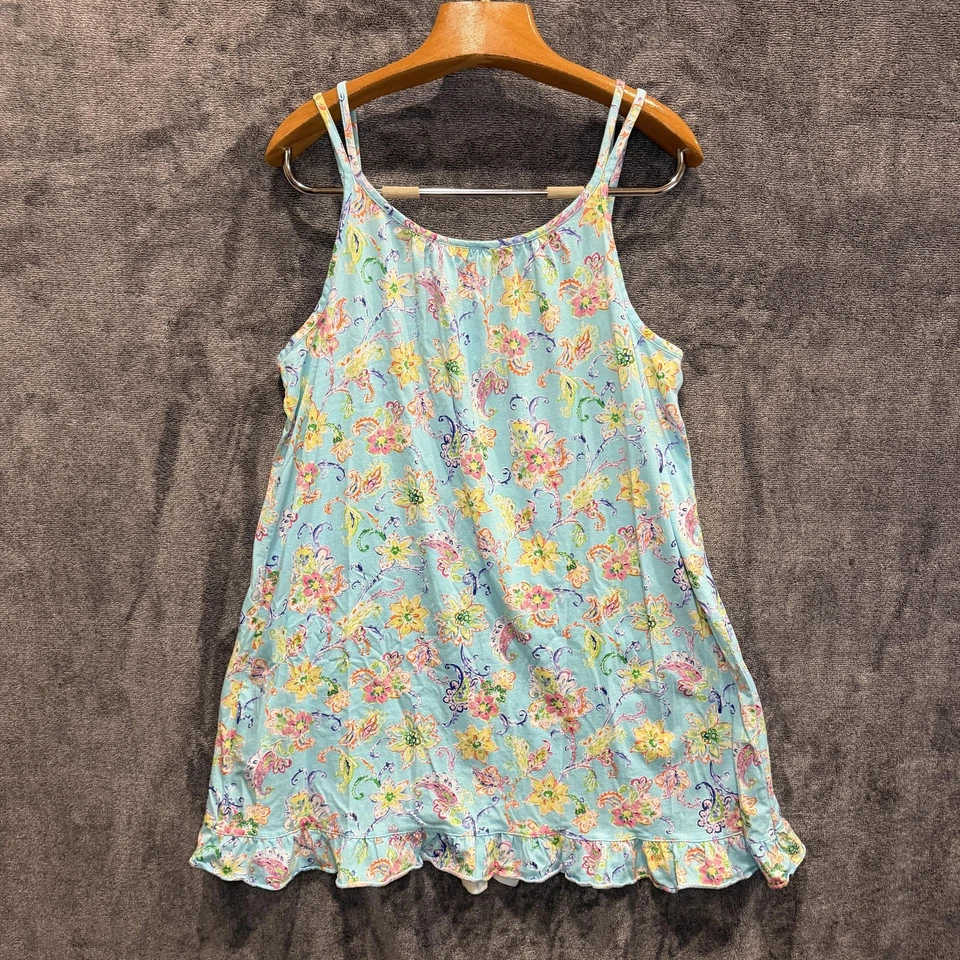 Lauren Ralph Lauren Sleep Chemise Nightgown Womens XL Blue Floral Paisley Ruffle - Image 2 of 4