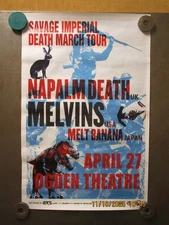 NAPALM DEATH MELVINS Flyer/Poster New! Unused! April 27, 2016 Ogden Denver, Co.