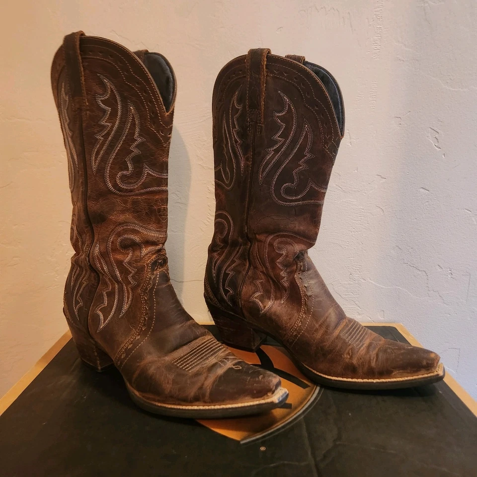 Womans Ariat Heritage Westen X-Toe Brown Cowboy Boots 7 1/5 M - Image 2 of 4