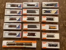 Arnold N Scale Train Car lot variety flat cars, engines, box cars, specialty lot