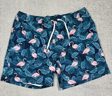 Members Mark Swim Trunks Mens XL Blue Resort Flamingos Lined Pockets Read