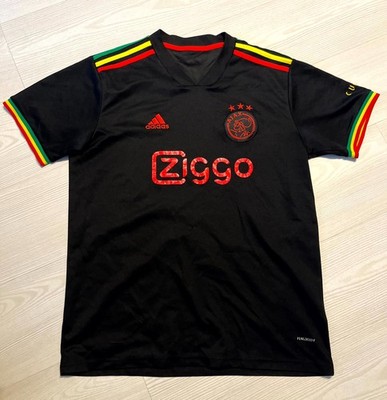 Adidas 2021-2022 Ajax Amsterdam Third Soccer Jersey Mens Large Black Bob Marley