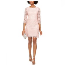 Jessica Howard Blush Pink Lace Dress 3/4 Sleeve Knee Length Size 12