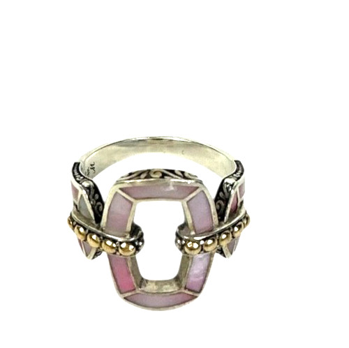 Pink Mother Of Pearl 925 Sterling Silver Ring 18 … - image 3