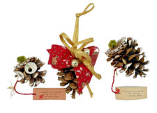 Artisan Made Frosted Pinecone Christmas Ornaments Set of 3 Holiday Decor