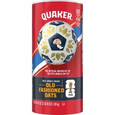 Quaker Old Fashioned Whole Grain Oatmeal 42oz Canister Dry Oats Breakfast Bulk