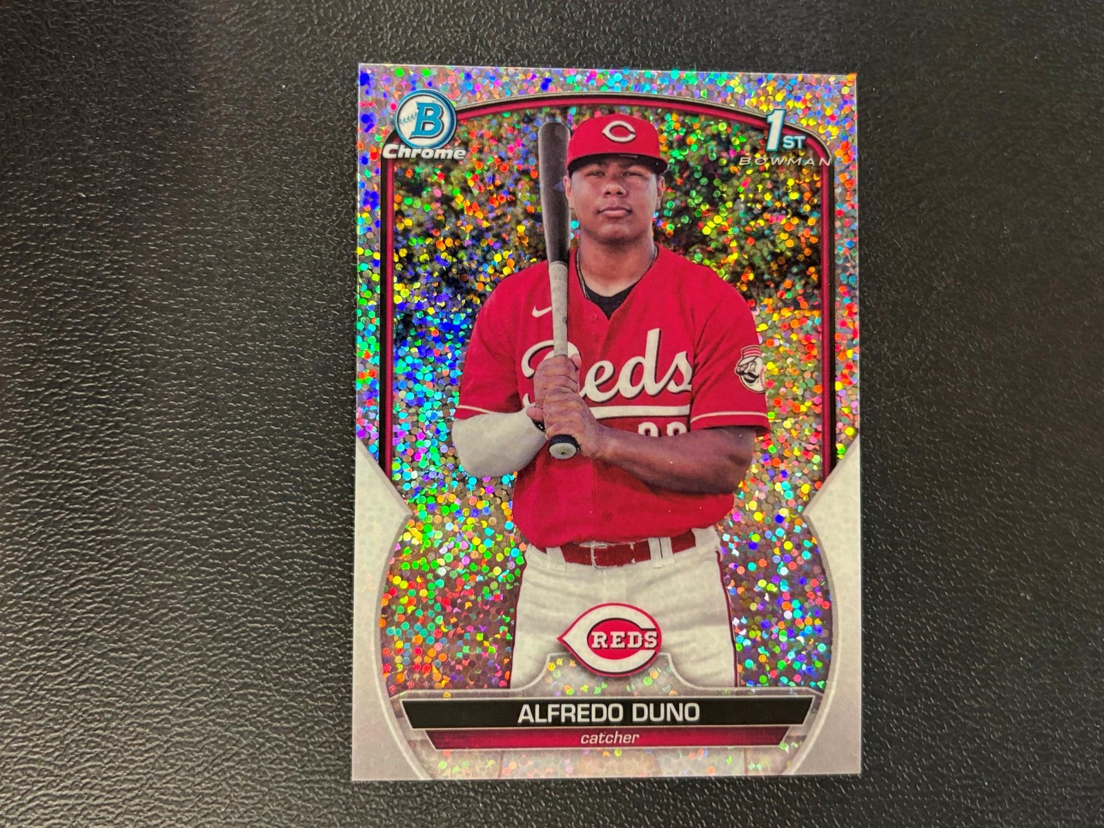 Alfredo Duno 2023 Bowman Chrome 1st Speckle Refractor RC Reds 281/299 E98