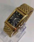 Vintage Seiko Slim Tank Mens Wristwatch  Black Dial With Braslet