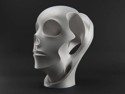 Leere Kopfskulptur | Abstract Head Bust | Minimalistische Konzeptkunst |