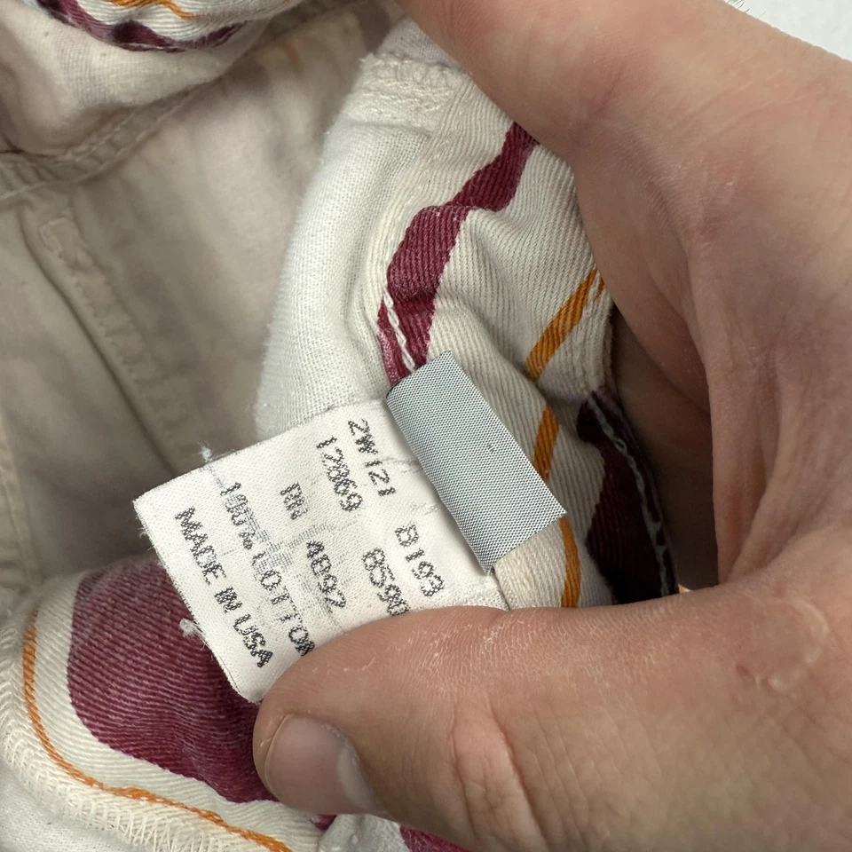 复古 Marithe Francois Girbaud 牛仔裤女式 5/6 勃艮第条纹高腰 90 年代 — 第 4/4 张图片