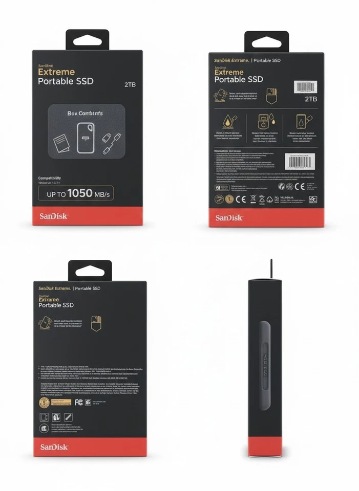 New SanDisk Extreme Portable 2TB USB-C SSD SDSSDE51-2T00-AW25 - Image 2 of 2