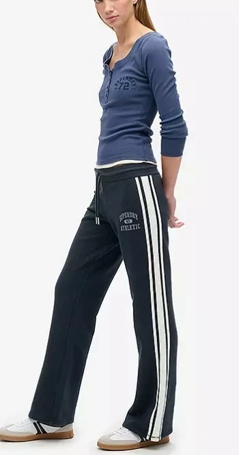 Superdry Athletic Stripe Flare Joggers in Eclipse Navy UK 12 (fmn20-1) - Image 2 of 4