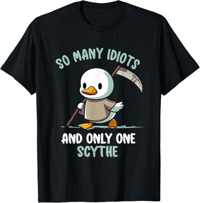 Funny Duck with scythe pun novelty humor men women T-Shirt