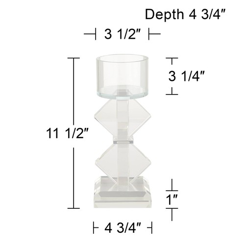 Diamond 11 1/2" High 2-Stack Shiny Clear Glass Pillar Candle Holder - Picture 4 of 6