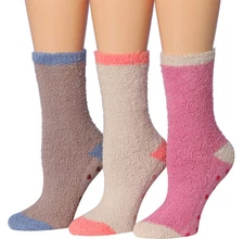 Tipi Toe Womens 3 Pack Cozy Microfiber Soft Fuzzy Crew Socks