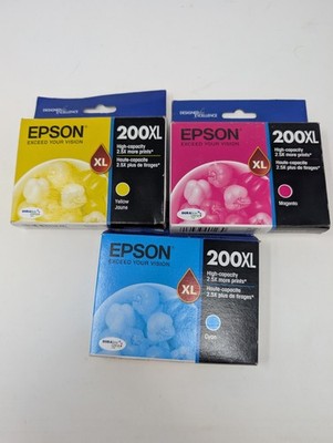 New Genuine Epson 200xl Yellow Cyan Magenta Ink Cartridge  WorkForce Exp 2024/27
