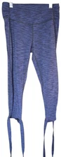 Manduka Womens S Flux Yoga Legging Capri Navy Blue Hem Ties Contour Waist Dance