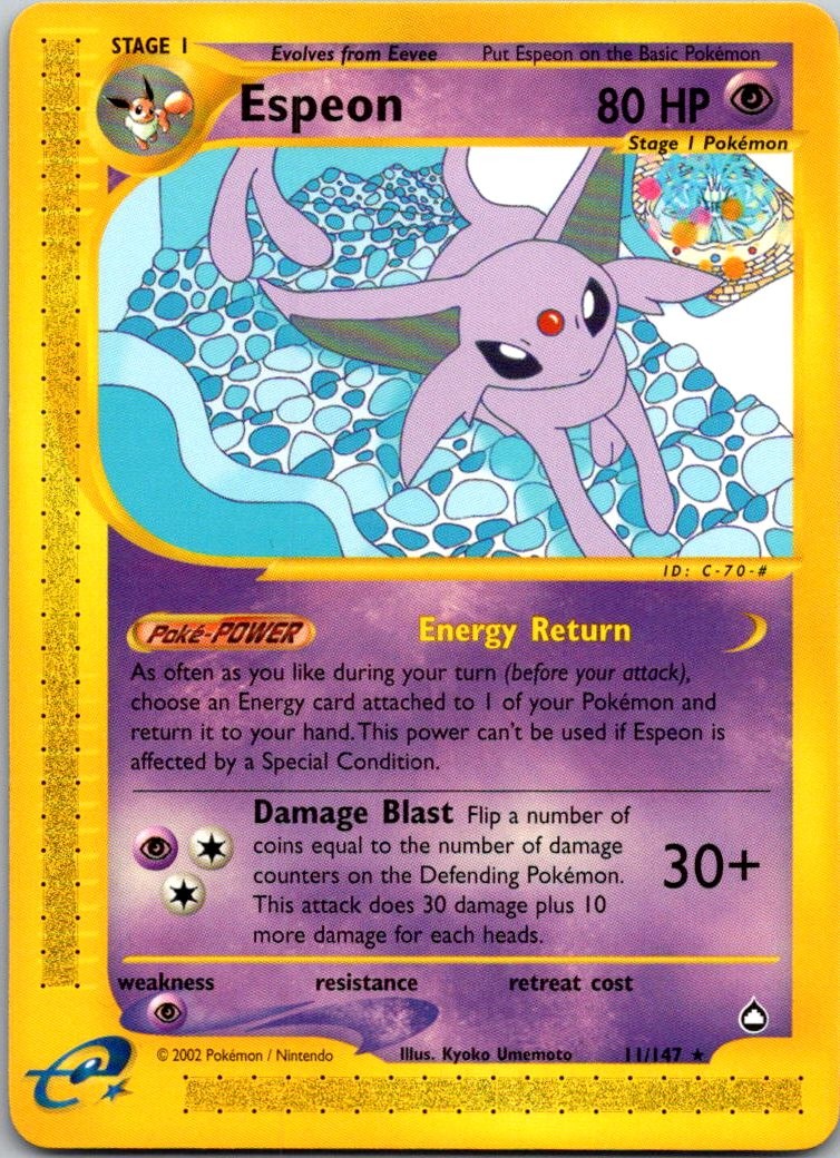 Espeon Rare Aquapolis 011/147 NM