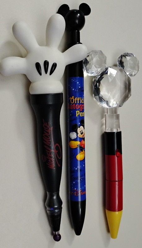 WDW Disney World Mickey Mouse Autograph, Crystal Head & GLOVE Pens (lot of 3)