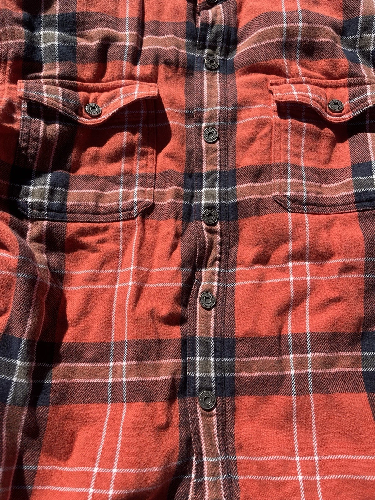 Duluth Trading Co. Men’s L Orange Plaid Flannel Lined Shacket Jacket Sherpa - product detail image 2