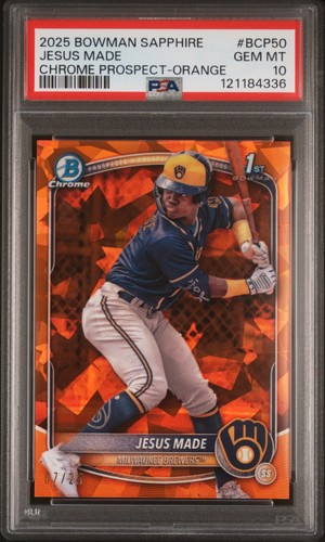 Jesus Made [Orange Sapphire] #BCP-50 2025 Bowman Chrome Prospects Sapphire card