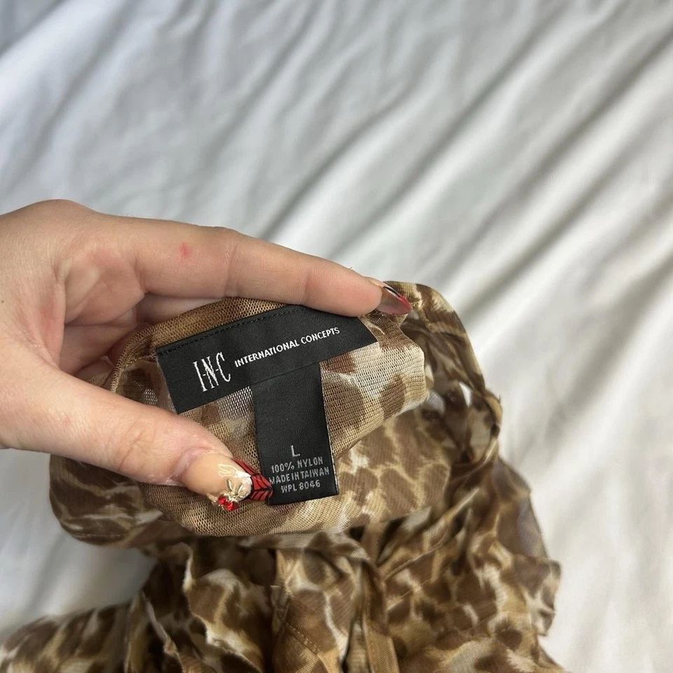 Топ безрукавка Y2k INC International Concepts с оборками леопардовым принтом размер L - Изображение 2 из 2