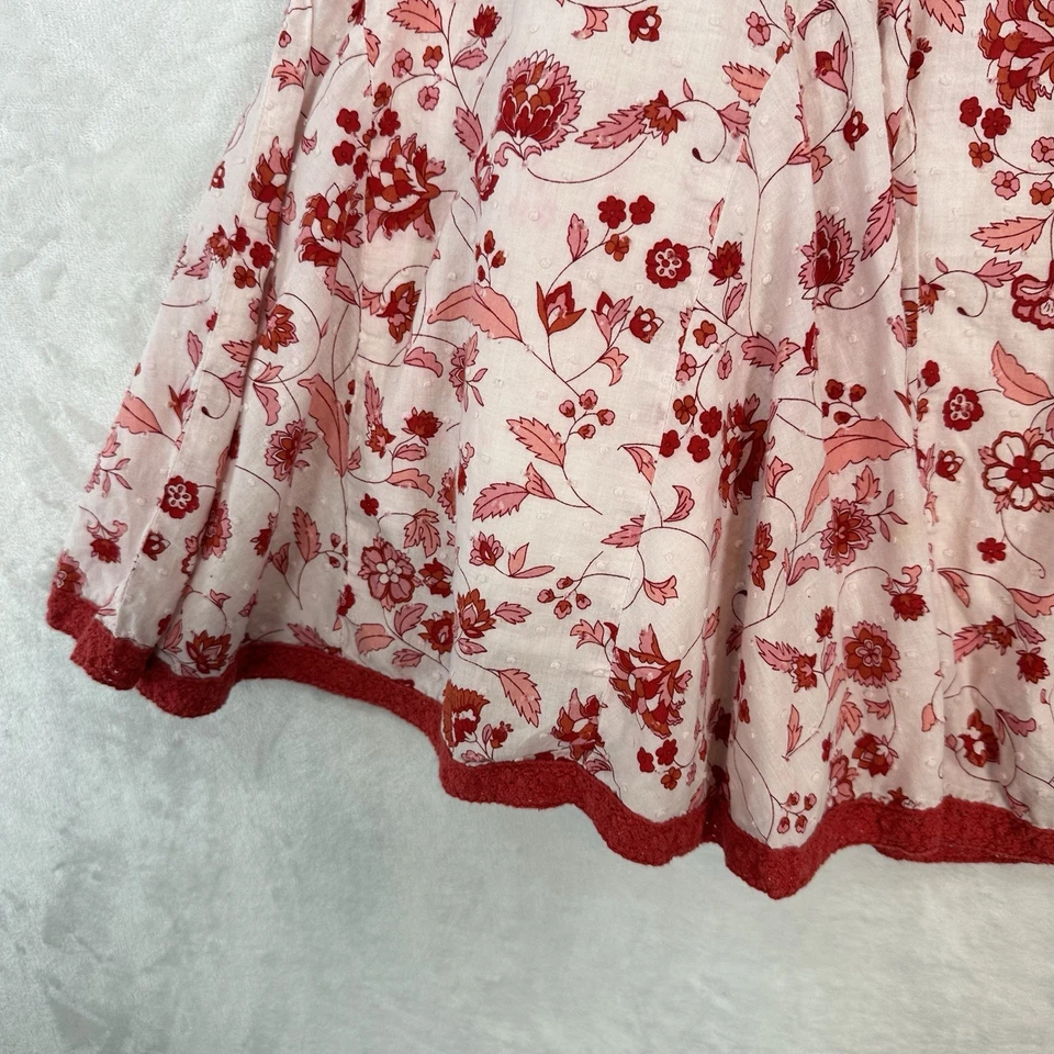 Saia Sele Feminina XL Vermelha Branca Floral Mini Flared Swiss Dot Prairie Country Y2K - Imagem 4 de 4